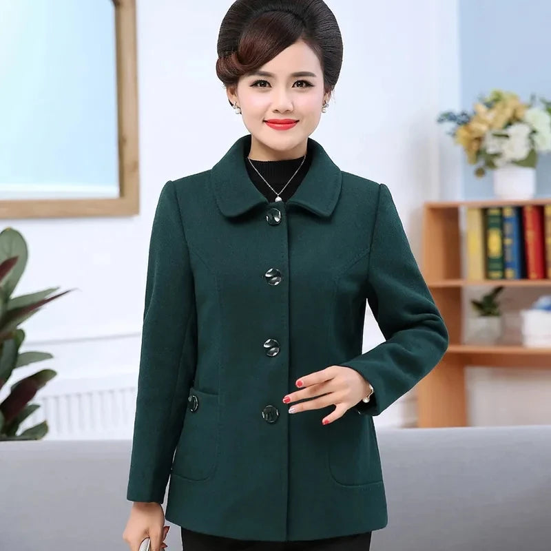 Mother Wear Wwoolen Coat Women Velvet Thick Middle-Aged And Elderly Women's Autumn And Winter Woolen Coats For The Elderly Kent Store