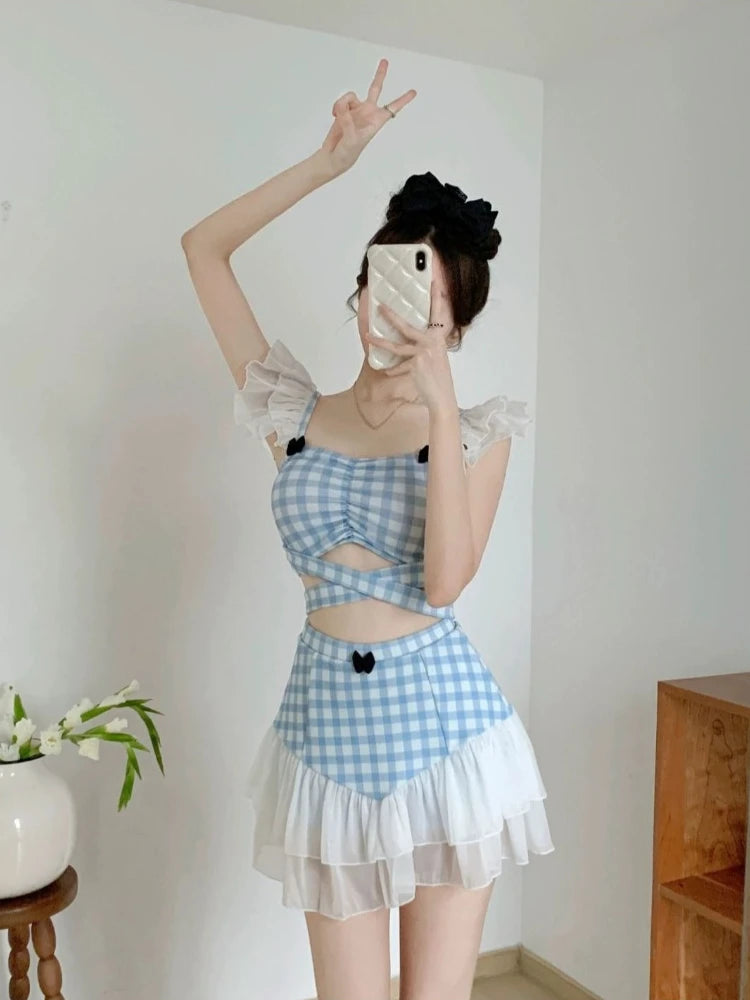 Ladies Slimming Halter Bathing Suit Cute Bowknot Retro High Neck Swimwear Fashion Summer Vacation Pool Party Outfits Kent Store