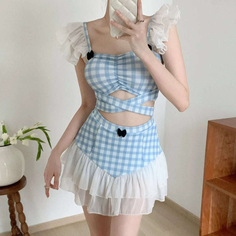 Ladies Slimming Halter Bathing Suit Cute Bowknot Retro High Neck Swimwear Fashion Summer Vacation Pool Party Outfits Kent Store