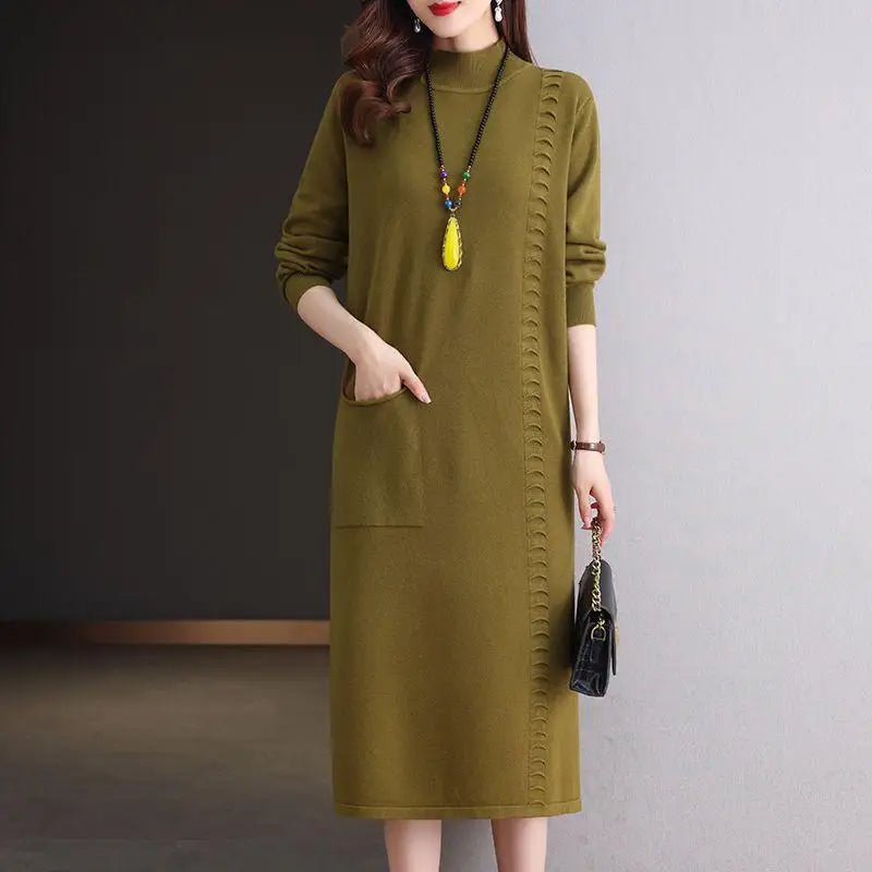 Pulls Femmes Knit Wool Woman Clothes Woolen Long Sleeve Dress Winter Bottom Wear Jumper Spring Autumn Mother Pullovers Sweater Kent Store