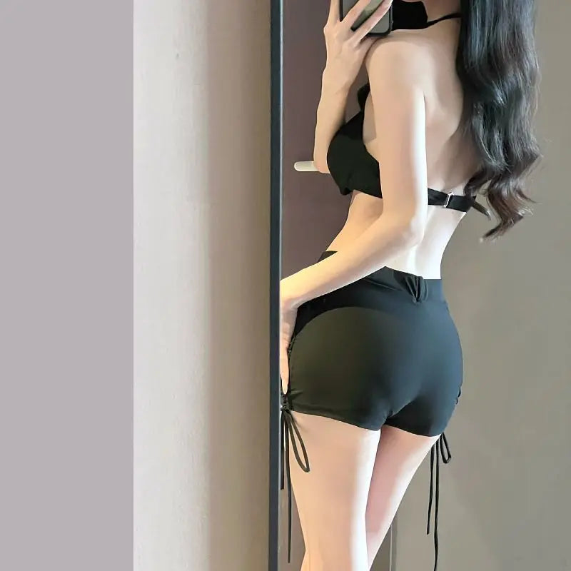 2026 New Women's Black Bikini Set Sexy Long Sleeve Cover Up Two Piece Swimsuit Elegant Beachwear Kent Store