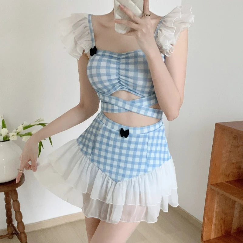 Ladies Slimming Halter Bathing Suit Cute Bowknot Retro High Neck Swimwear Fashion Summer Vacation Pool Party Outfits Kent Store