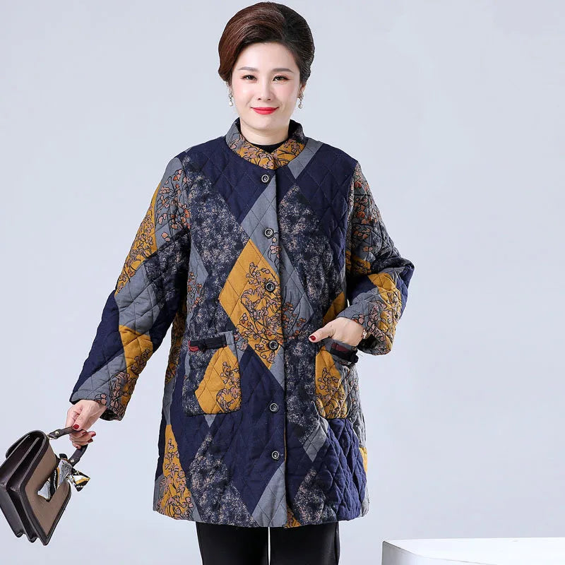 Loose Women's Autumn Winter Cotton Coat Middle-Aged Elderly Mother Thick Warm Jacket Grandma Parkas 100 Kg Wear 2XL-9XL Kent Store