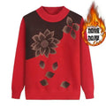 Middle-aged  Elderly Women's Autumn Winter Mothers Wear Long-sleeved Pullover Sweater Plus Velvet Thickened Kent Store