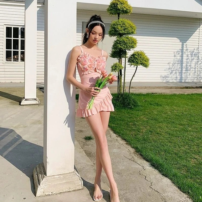 Women's 2026 New One Piece Skirted Swimsuit Slimming Modest Swimwear Vintage Beach Dress For Hot Spring Vacation Kent Store