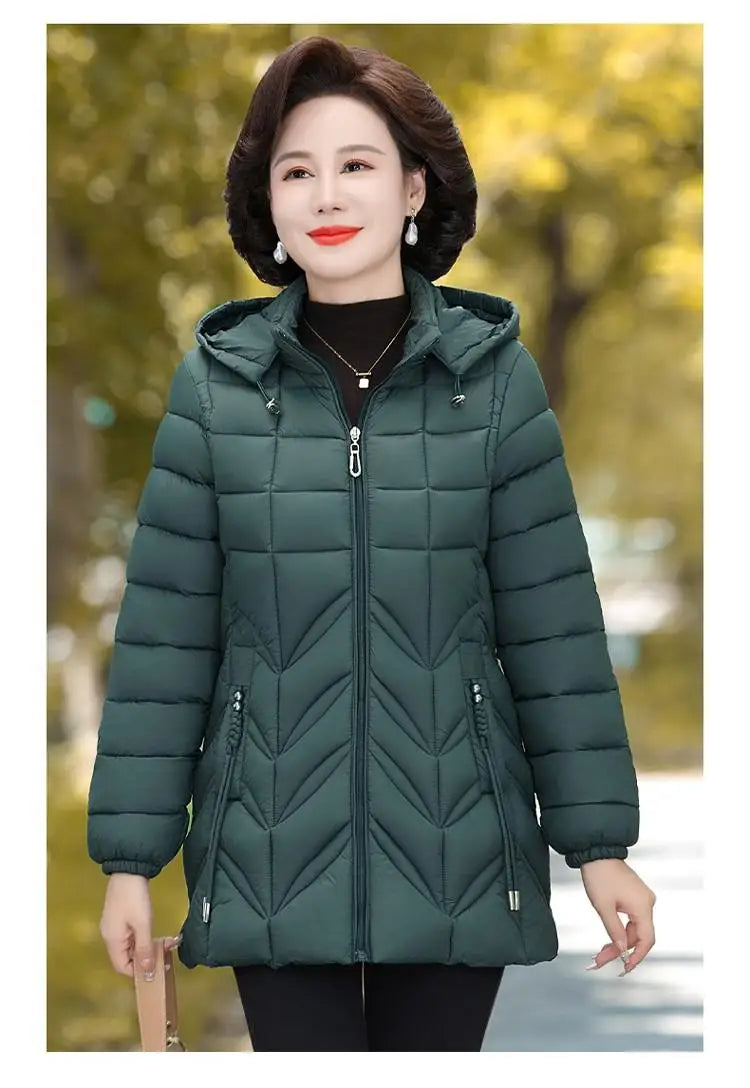 Women's Parkas 2024 New Winter Jacket Warm Hooded Down Padded Coat Mother Cotton Snow Wear Coats Kent Store