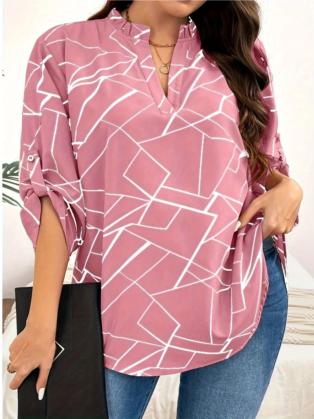 Plus Size Spring Autumn Women's Elegant Blouses Shirt Casual Fashion V Neck Loose Long Sleeve Female Tops Kent Store