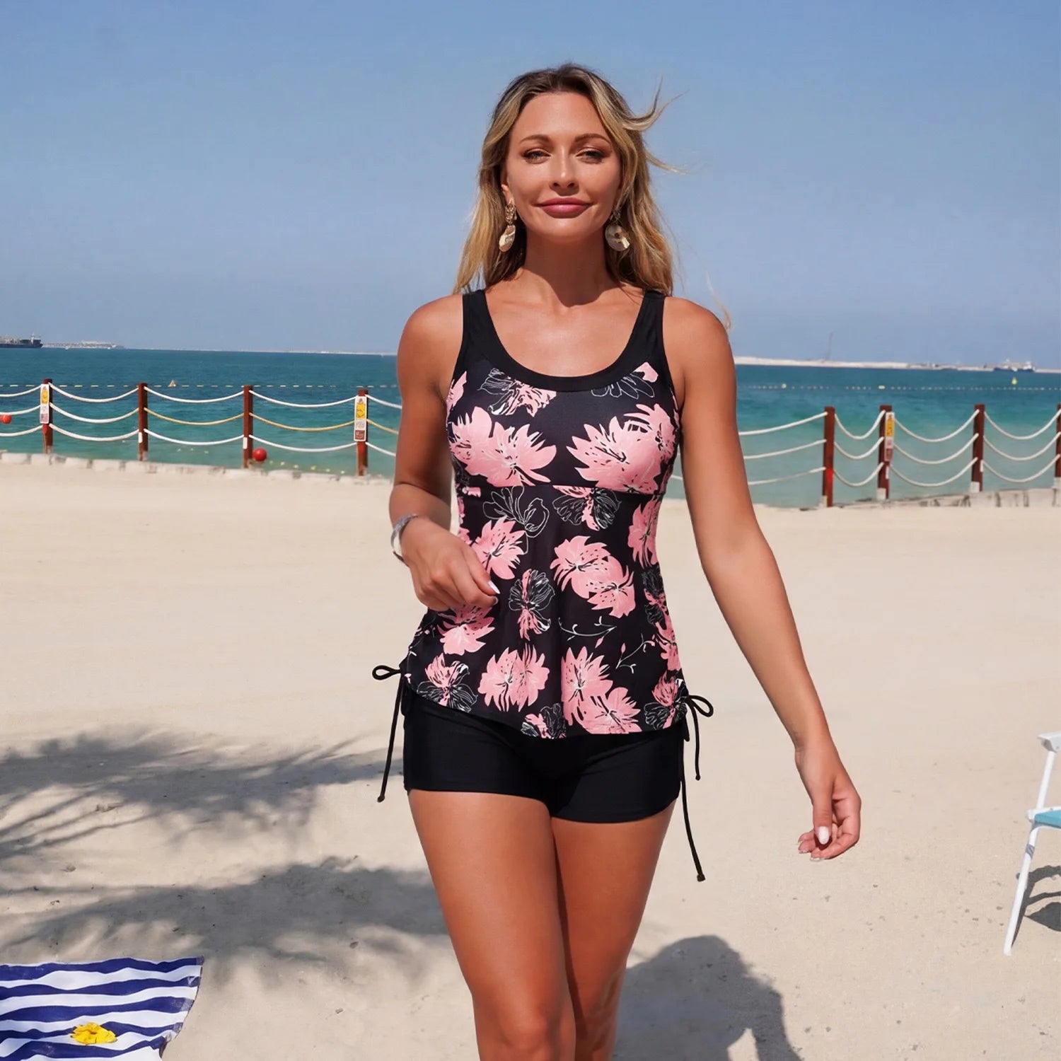 Women's Clothing  Swimwears Tankini Set Digital Print Tankini Top High Waist Boyshort Two Piece Swimwear Bathing Suit Kent Store