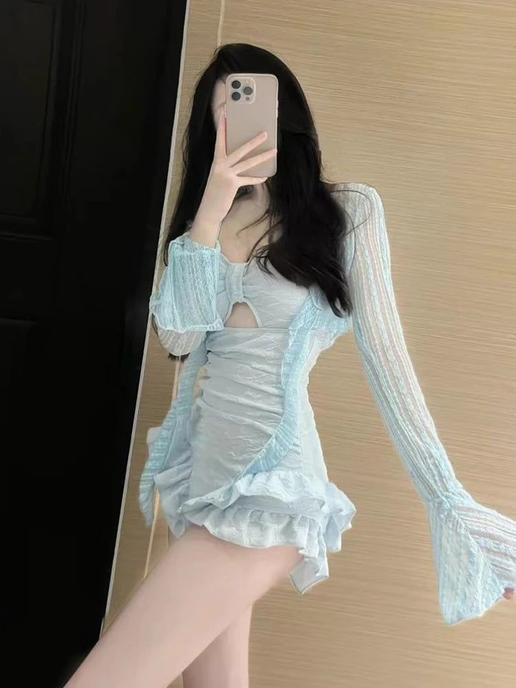 Modest Full Coverage Swimwear Female Lace Up Back Swimming Suit Cute Floral Print Rash Guard Sun Protection Pool Party Outfit Kent Store