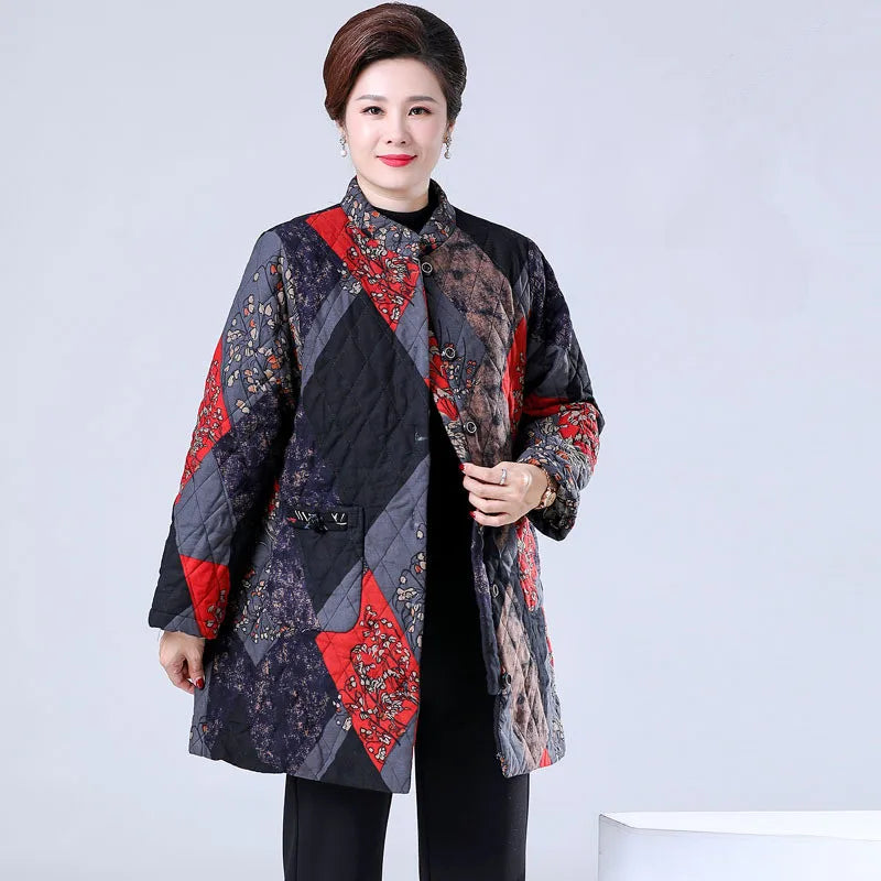 Loose Women's Autumn Winter Cotton Coat Middle-Aged Elderly Mother Thick Warm Jacket Grandma Parkas 100 Kg Wear 2XL-9XL Kent Store