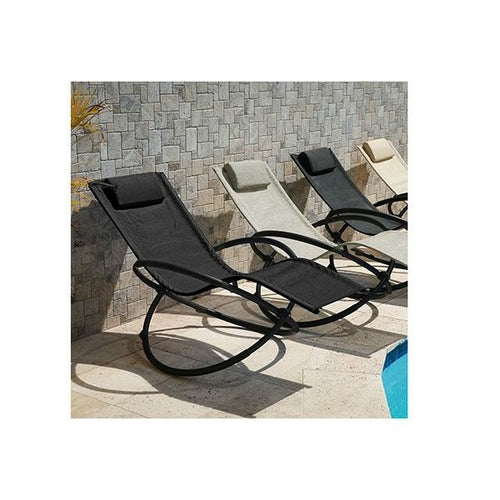 Zero Gravity Portable Foldable Rocking Chair Recliner Black Kent Store