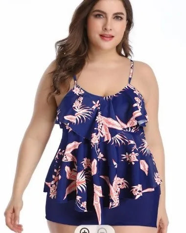 Women Swimwear Bikini Plus Size Bikinis Floral Print Swimsuit Spaghetti Strap Two Piece Swimsuit High Waist Shorts Woman Kent Store