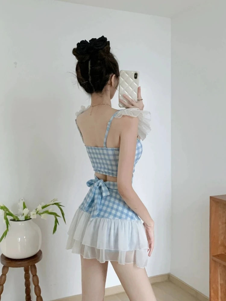 Ladies Slimming Halter Bathing Suit Cute Bowknot Retro High Neck Swimwear Fashion Summer Vacation Pool Party Outfits Kent Store