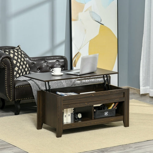 HOMCOM Lift Top Coffee Table with Hidden Storage Compartment and Open Kent Store