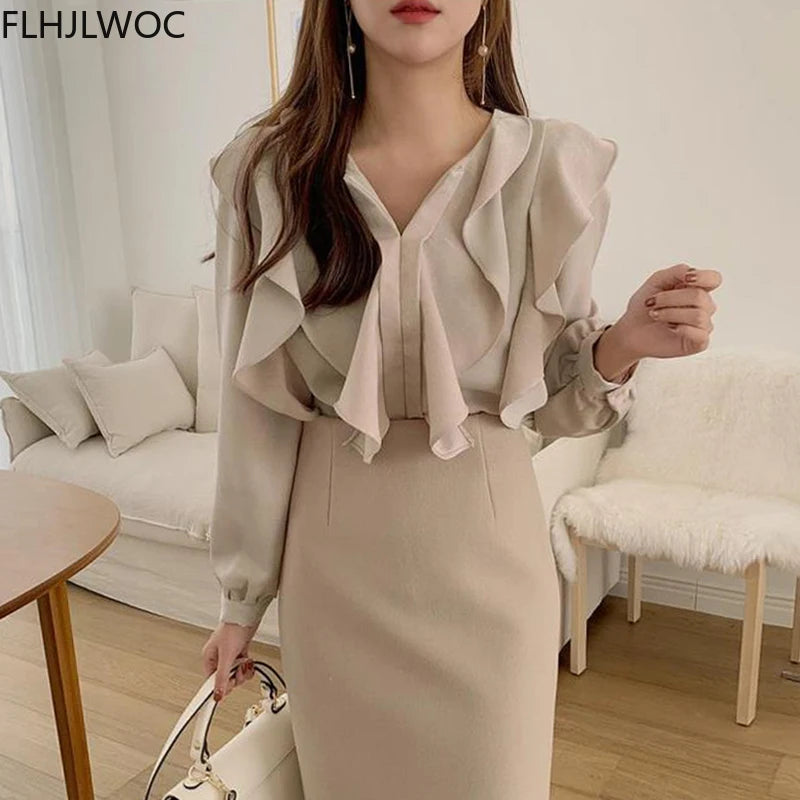 2021 Female Fashion Korea Chic Tops Blusas Women Long Sleeve Elegant Basic Wear Office Lady Work Bow Tie Shirt Blouses Kent Store