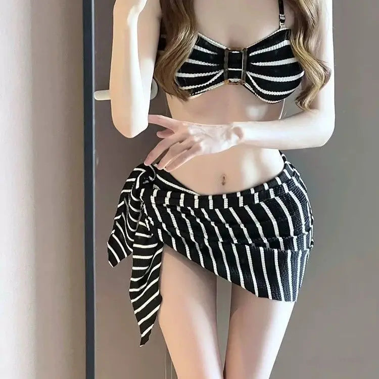 Womens Bathing Suit 2026 Summer Vacation Swimwear Stripe Two Piece Swimsuit Halter Neck Bikini Set Beachwear Female Kent Store