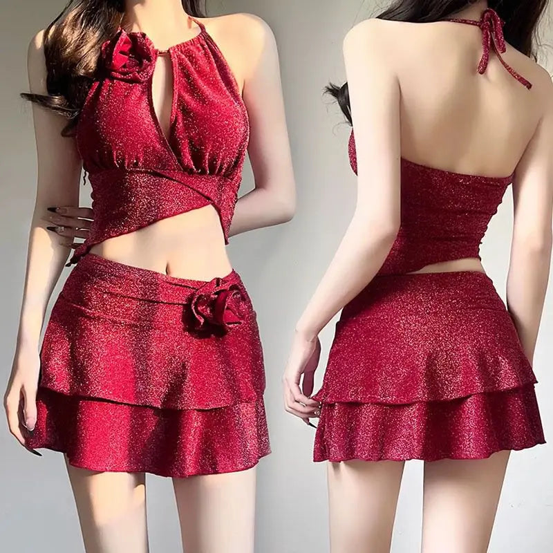 New Arrival 2 Piece Bikini Set Women Korean Style Pure Desire Swimwear Sexy Beachwear Holiday Resort Spa Suit Photo Ready Kent Store