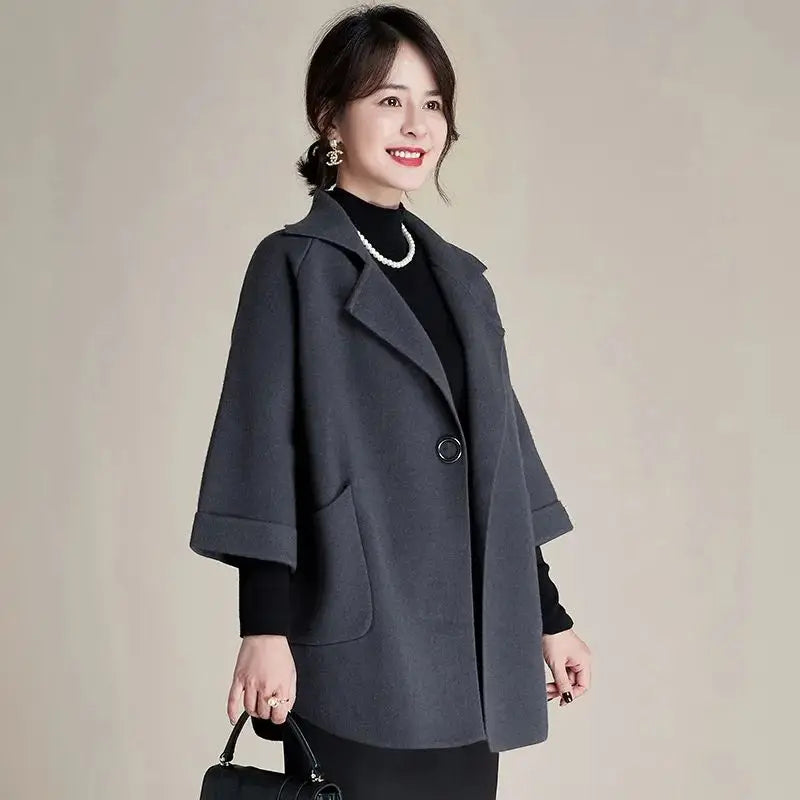Middle Aged Plus Size Women's Clothing Mid Length Jacket Women's Mother Wearing Cardigans Stylish Outerwear Top Kent Store