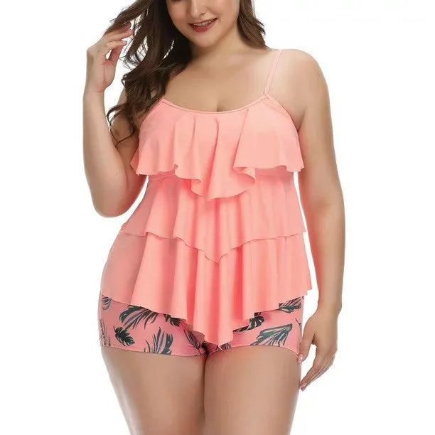 Women Swimwear Bikini Plus Size Bikinis Floral Print Swimsuit Spaghetti Strap Two Piece Swimsuit High Waist Shorts Woman Kent Store