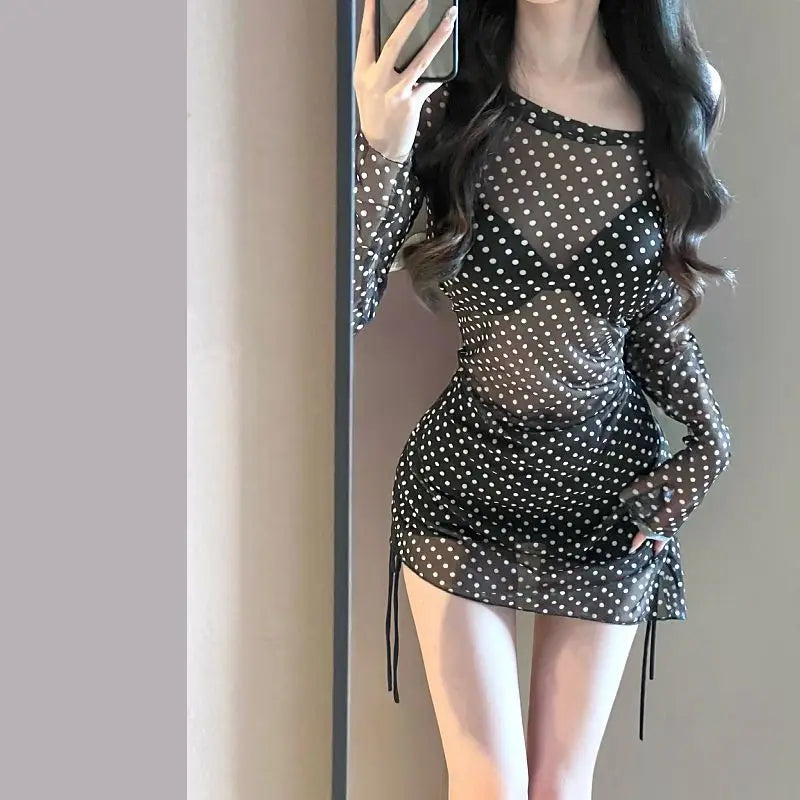 2026 New Women's Black Bikini Set Sexy Long Sleeve Cover Up Two Piece Swimsuit Elegant Beachwear Kent Store