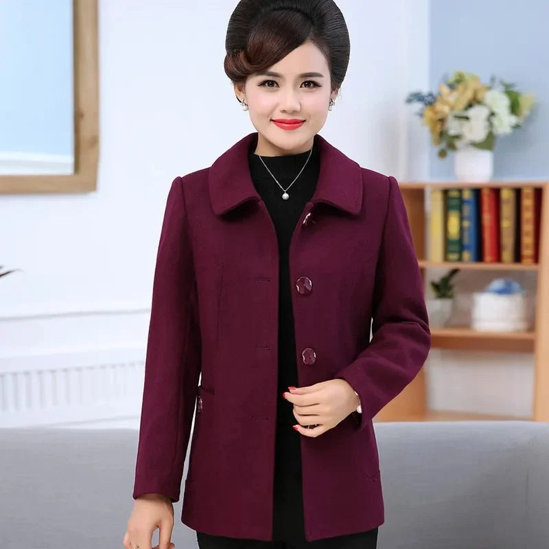 Mother Wear Wwoolen Coat Women Velvet Thick Middle-Aged And Elderly Women's Autumn And Winter Woolen Coats For The Elderly Kent Store