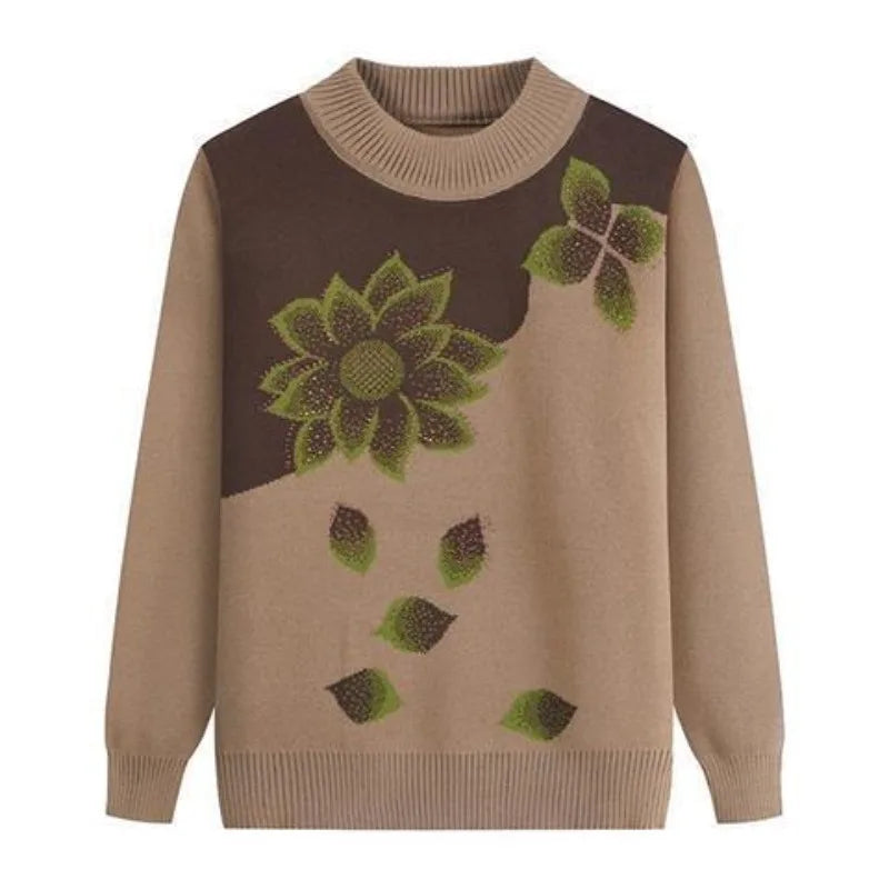 Middle-aged  Elderly Women's Autumn Winter Mothers Wear Long-sleeved Pullover Sweater Plus Velvet Thickened Kent Store