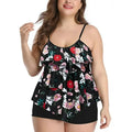 Women Swimwear Bikini Plus Size Bikinis Floral Print Swimsuit Spaghetti Strap Two Piece Swimsuit High Waist Shorts Woman Kent Store