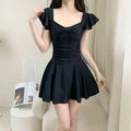 2026 New Women Skirted Swimdress Short Sleeve Tummy Control Swimsuit With Padding Slimming Hot Spring Bathing Suit Kent Store