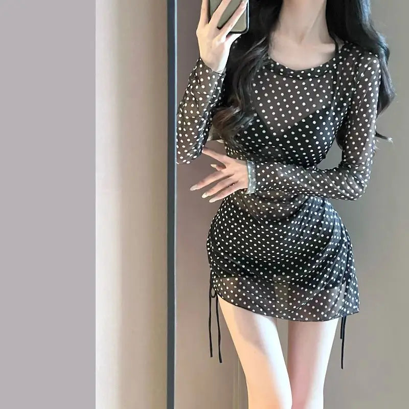 2026 New Women's Black Bikini Set Sexy Long Sleeve Cover Up Two Piece Swimsuit Elegant Beachwear Kent Store