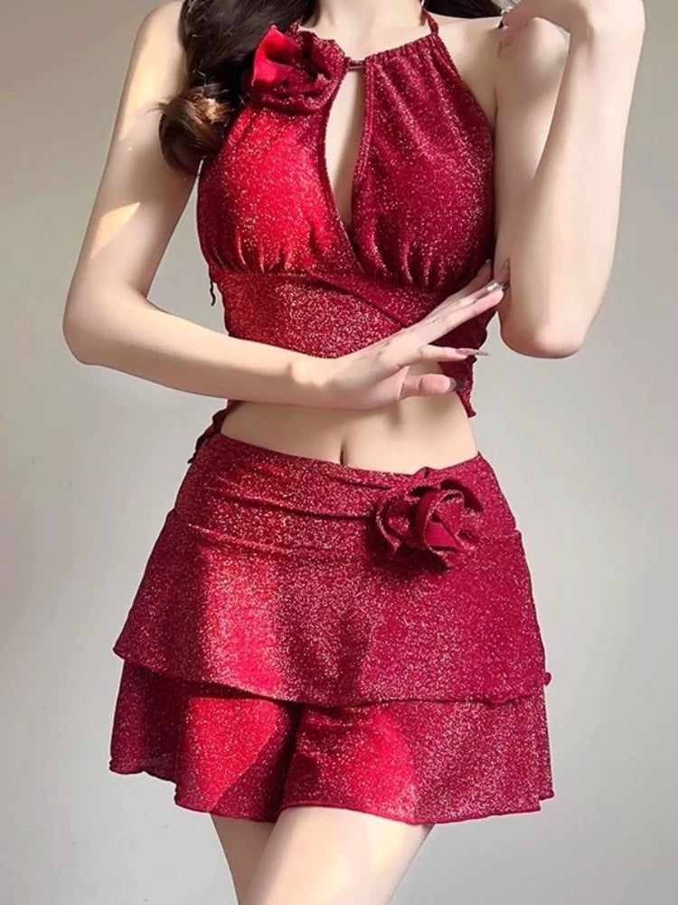 New Arrival 2 Piece Bikini Set Women Korean Style Pure Desire Swimwear Sexy Beachwear Holiday Resort Spa Suit Photo Ready Kent Store