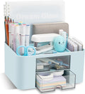 Stackable Desk Organizer with Drawers Blue Kent Store